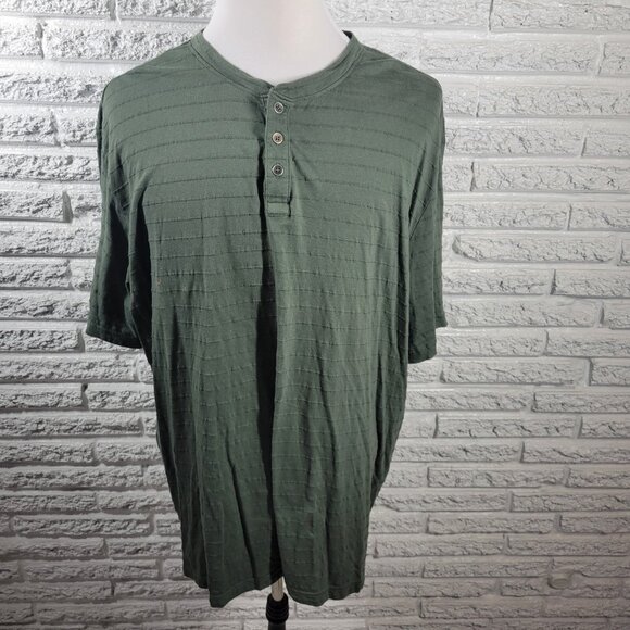 Falls Creek Mens Shirt XXL Short Sleeve Quarter Button Green Embroidered GRE4E - Picture 1 of 8